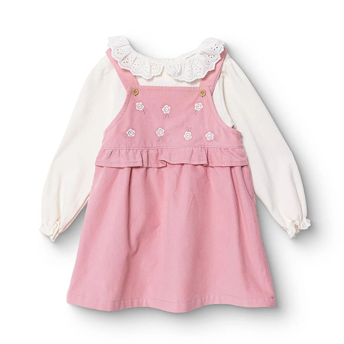 HelloBaby Kız Bebek Forest Flower Elbise Tshirt Kadife Uzun Kol