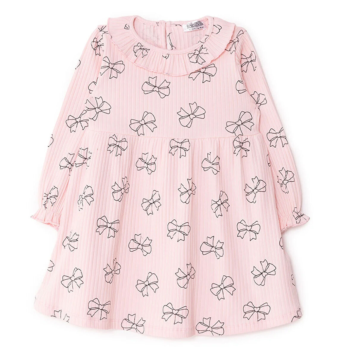 HelloBaby Kız Bebek Elbise Forest Flower Düğmeli Uzun Kol