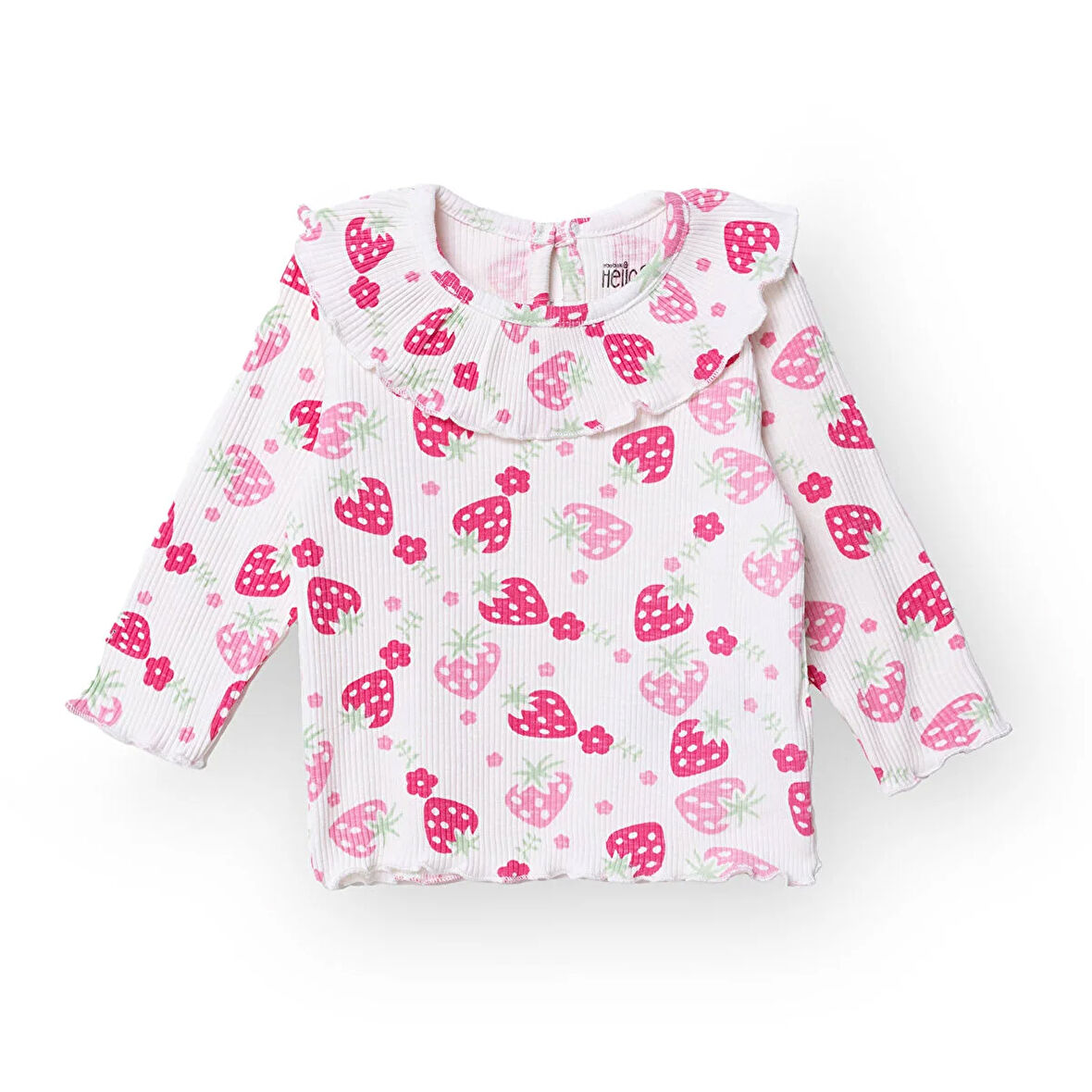 HelloBaby Kız Bebek Sweatshirt Düğmeli Bisiklet Yaka Uzun Kol