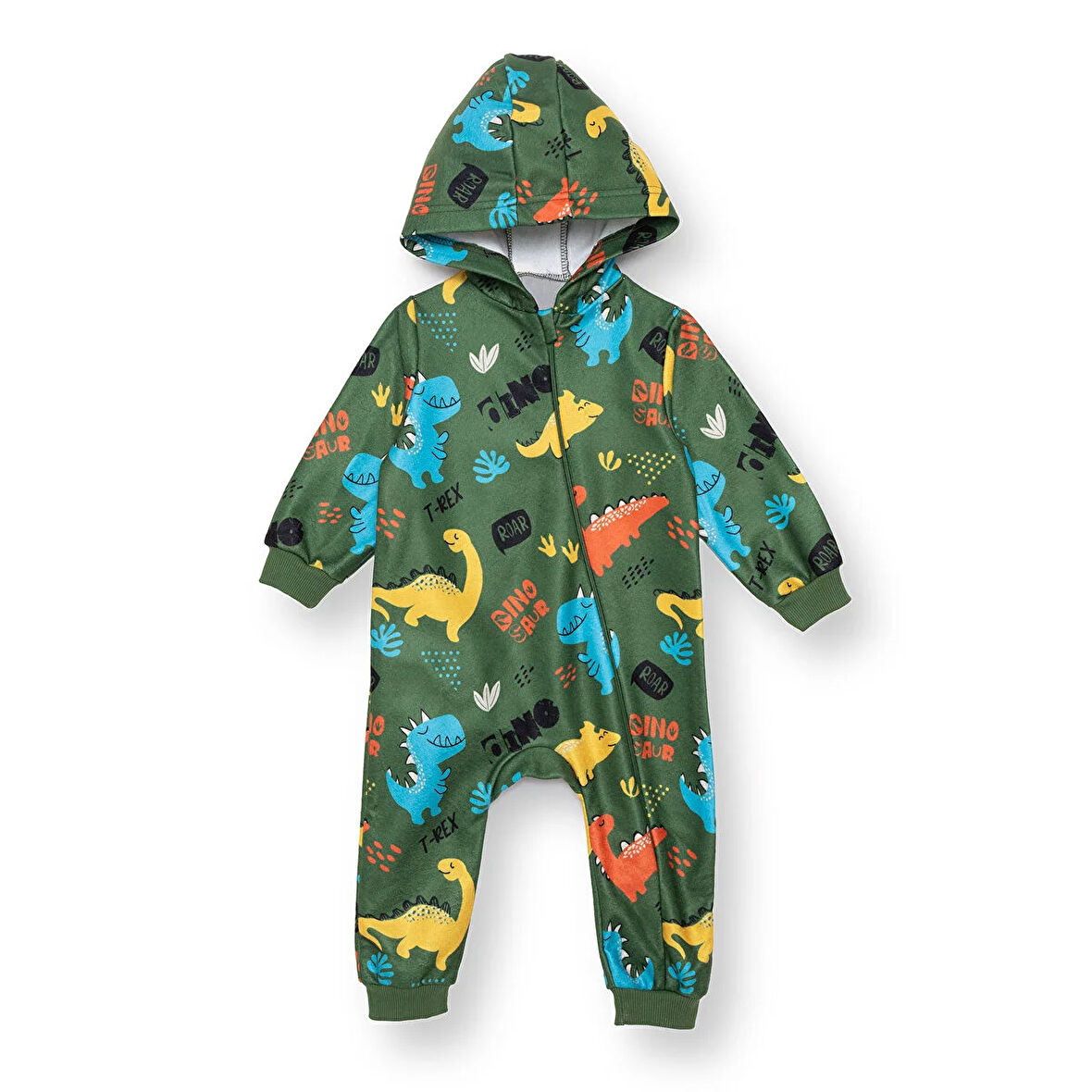 HelloBaby Erkek Bebek Polar Patiksiz Tulum Fermuarlı Uzun Kol Ribanalı Paça