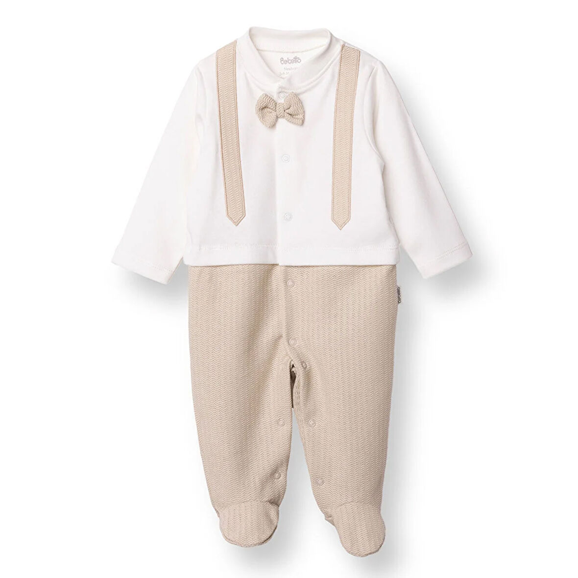 Bebetto Erkek Bebek Yenidoğan Patikli Tulum Baby King Polo Yaka Uzun Kol Patikli Paça