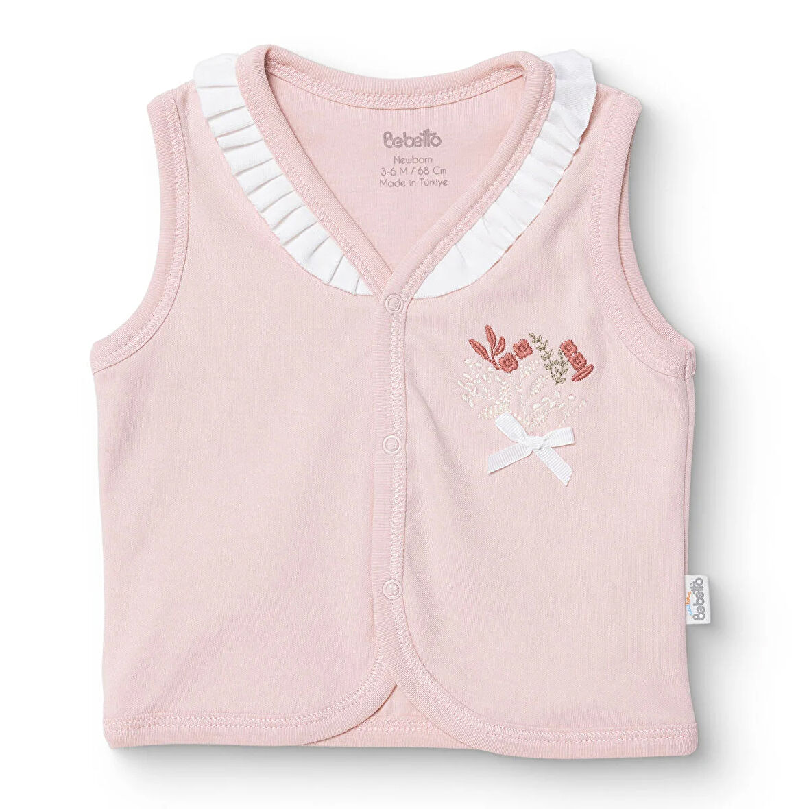 Bebetto Kız Bebek Yenidoğan Tiny Florist Yelek İnterlok V Yaka Atlet Kol