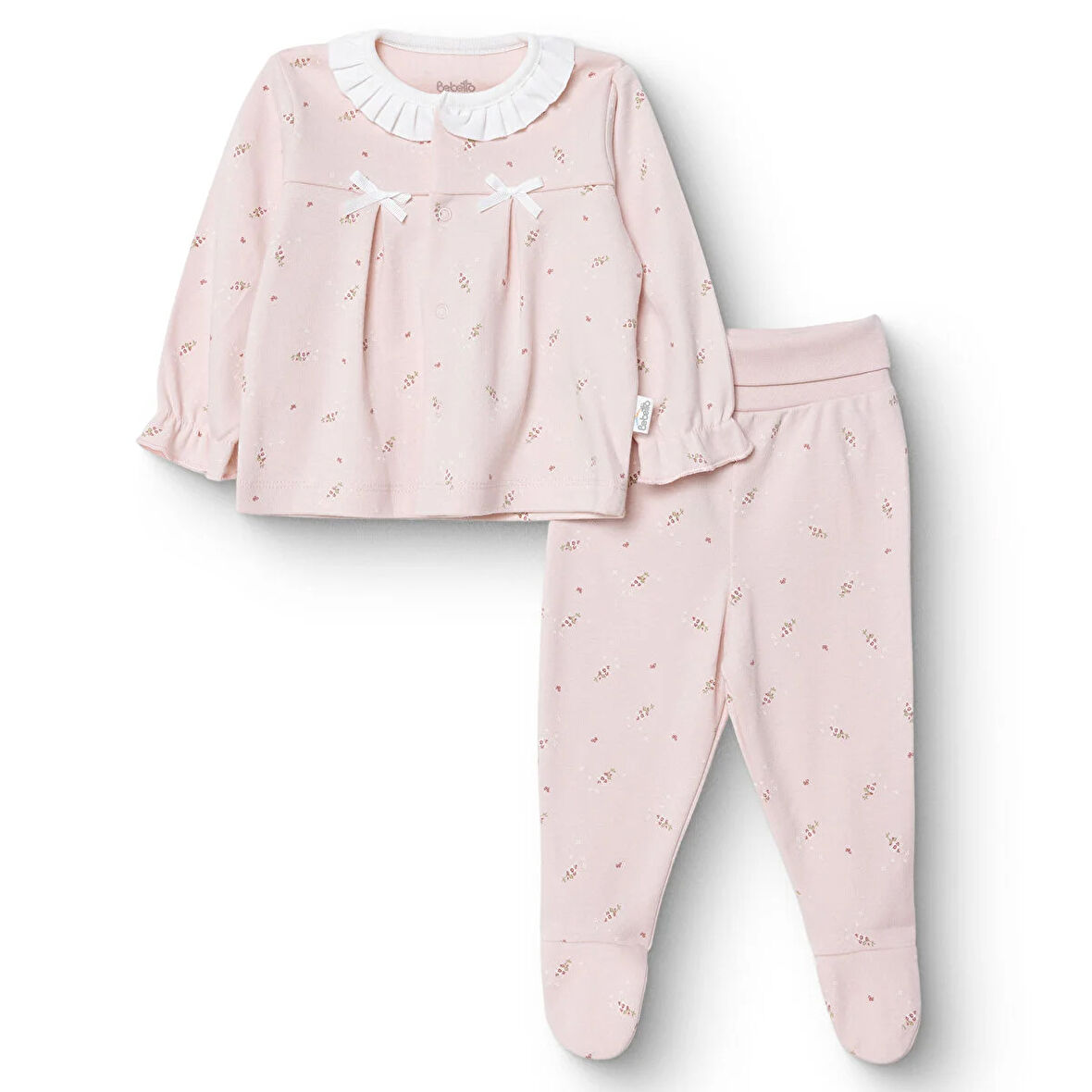 Bebetto Kız Bebek Yenidoğan Tiny Florist Sweatshirt-Patikli Alt Süprem Fırfırlı Yaka Uzun Kol