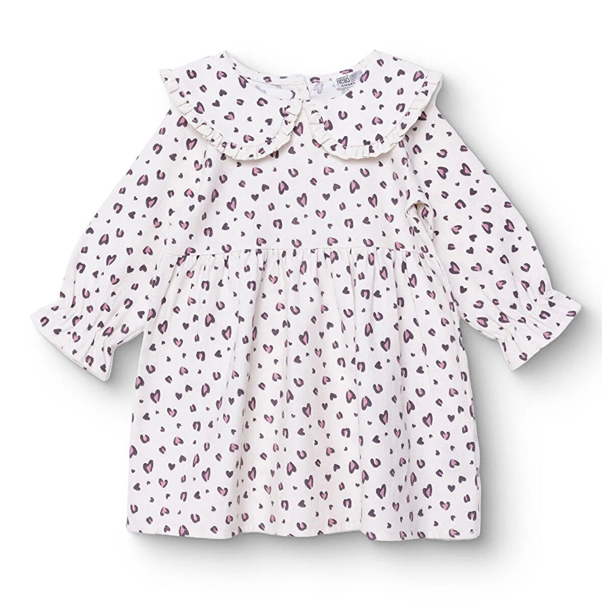 HelloBaby Kız Bebek Elbise Bisiklet Yaka Uzun Kol