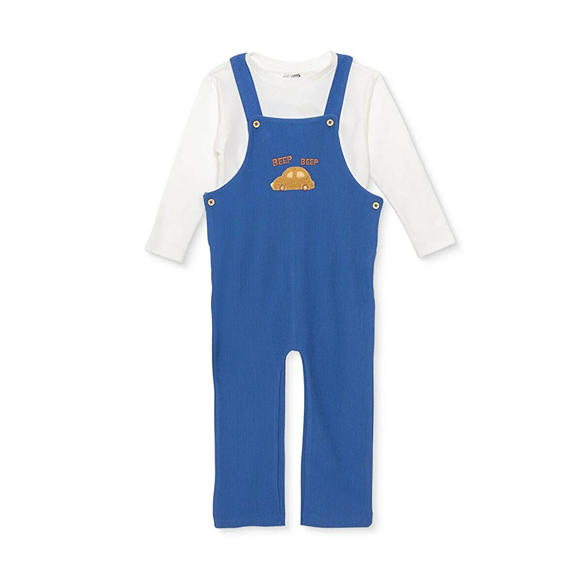 HelloBaby Erkek Bebek Salopet-Sweatshirt Fitilli Kadife Örme Bisiklet Yaka Uzun Kol Reçme Paça