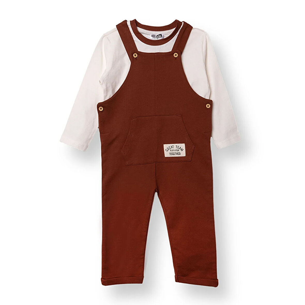 HelloBaby Erkek Bebek Salopet-Sweatshirt İki İplik Bisiklet Yaka Uzun Kol Reçme Paça