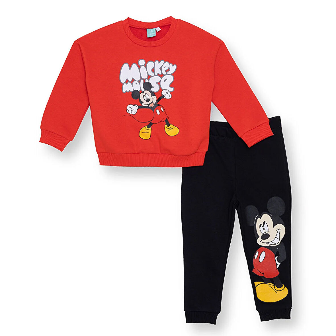 Disney Erkek Bebek Eşofman Takımı Şardonlu Bisiklet Yaka Uzun Kol Ribanalı Paça