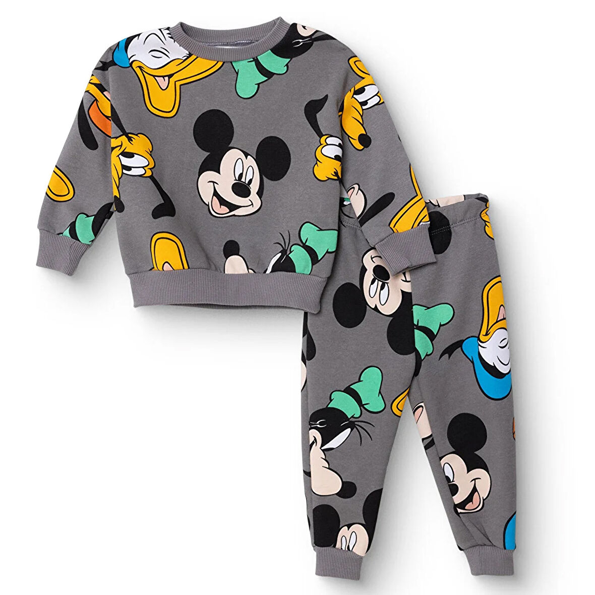 Disney Erkek Bebek Eşofman Takımı Şardonlu Bisiklet Yaka Uzun Kol Ribanalı Paça