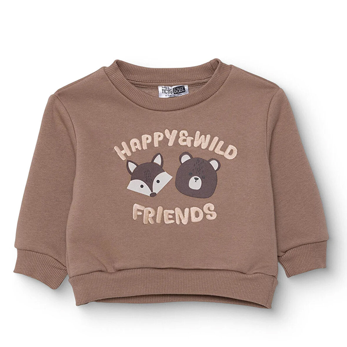 HelloBaby Erkek Bebek Woodland Boy 2 Sweatshirt Şardonlu Üç İplik Bisiklet Yaka Uzun Kol