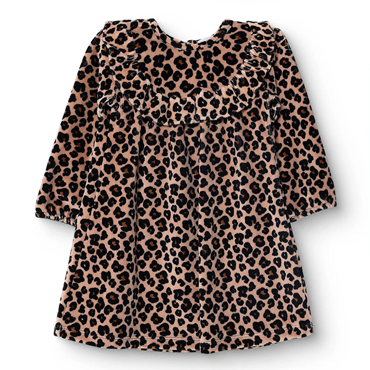 HelloBaby Kız Bebek Leopar Elbise Kadife Uzun Kol