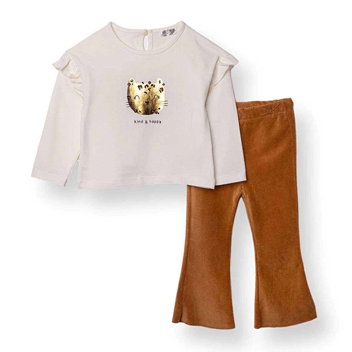 HelloBaby Kız Bebek Leopar Bluz-Tayt Uzun Kol Reçme Paça