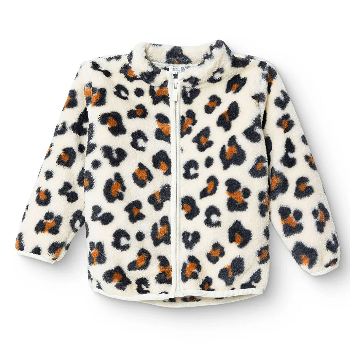 HelloBaby Kız Bebek Leopar Welsoft Hırka Peluş Uzun Kol
