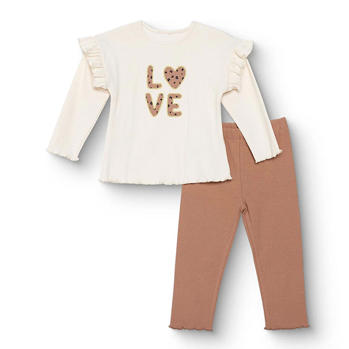 HelloBaby Kız Bebek Leopar Bluz-Tayt Kaşkorse Reçme Paça