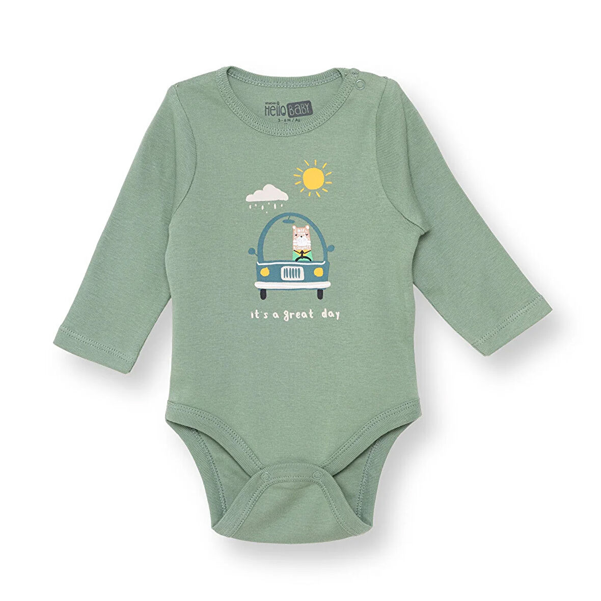 HelloBaby Erkek Bebek Uzun Kol Body Çıtçıtlı Yaka Uzun Kol