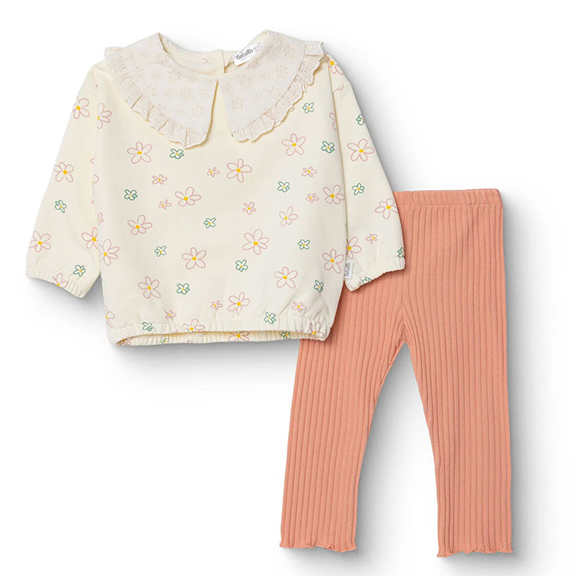 Bebetto Kız Bebek Cutie Bluz-Tayt İki İplik Bebe Yaka Uzun Kol Ribanalı Paça
