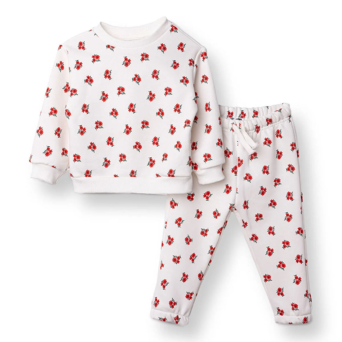 HelloBaby Kız Bebek Eşofman Takımı Bisiklet Yaka Uzun Kol Reçme Paça