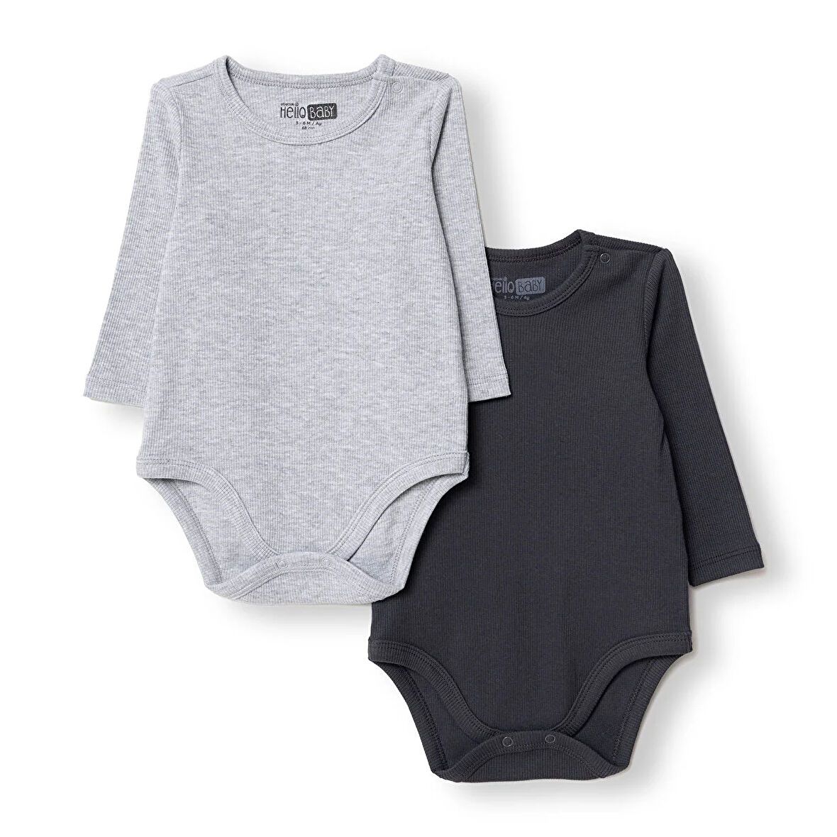 HelloBaby Erkek Bebek 2li Uzun Kol Body Kaşkorse Çıtçıtlı Yaka Uzun Kol