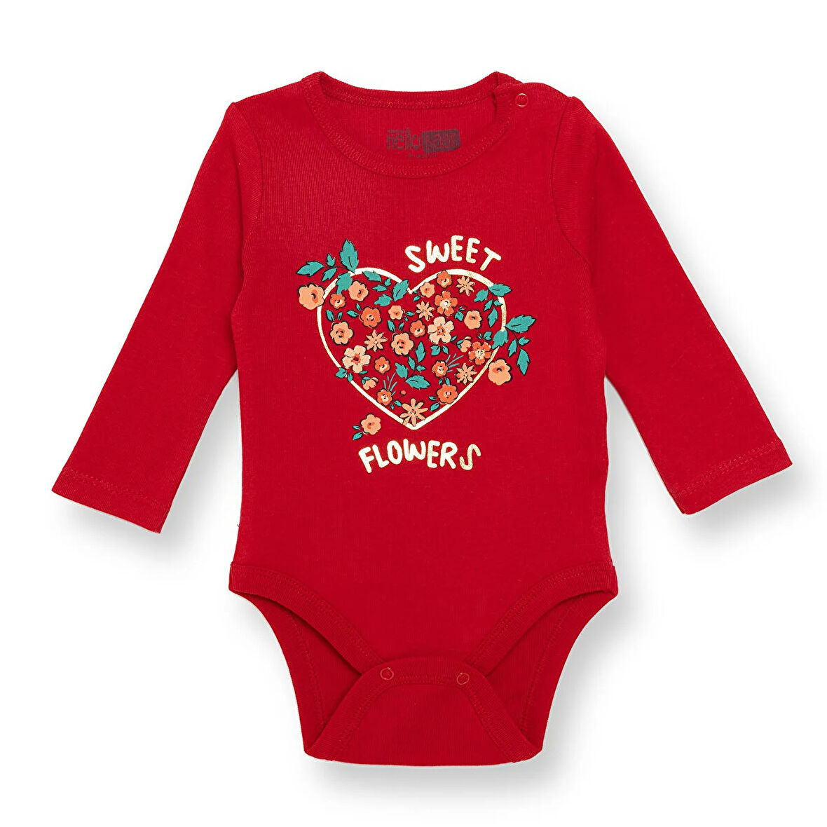 HelloBaby Kız Bebek Uzun Kol Body Ribana Çıtçıtlı Yaka