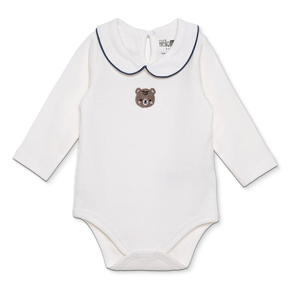 HelloBaby Erkek Bebek Uzun Kol Body İnterlok Bebe Yaka