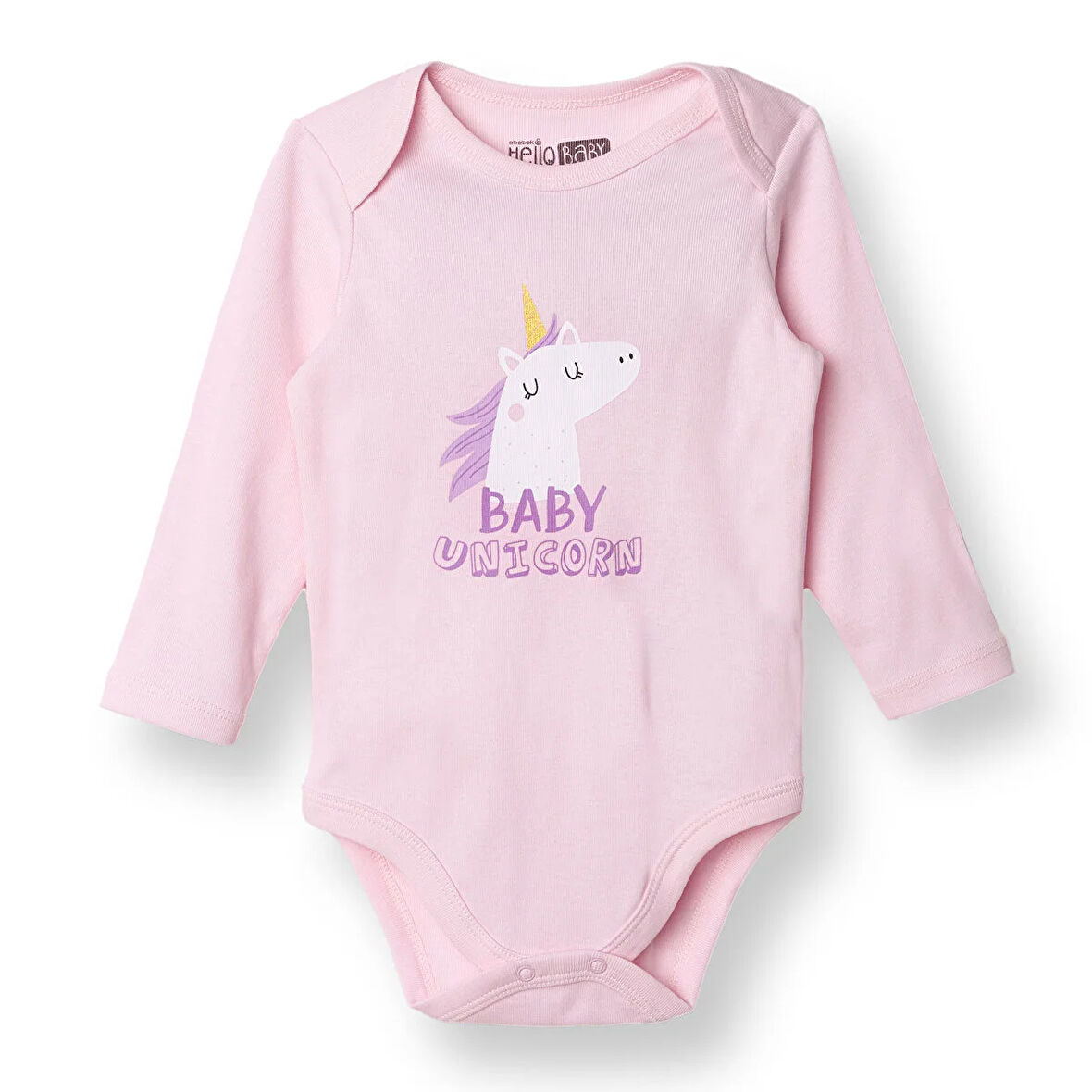 HelloBaby Kız Bebek Uzun Kol Body Çıtçıtlı Ribana Zarf Yaka