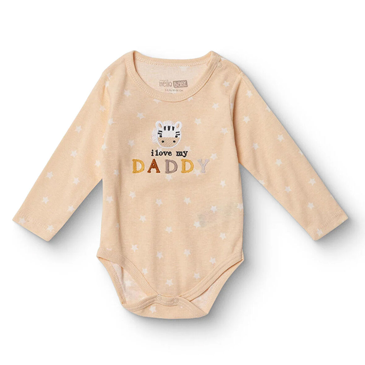 HelloBaby Unisex Uzun Kol Body Ribana Çıtçıtlı Yaka Uzun Kol