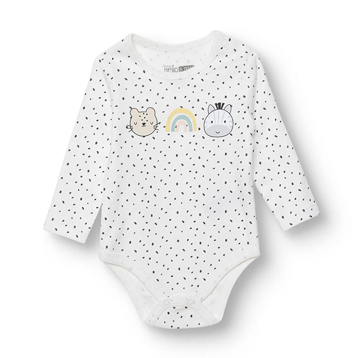 HelloBaby Kız Bebek Uzun Kol Body İnterlok Çıtçıtlı Yaka