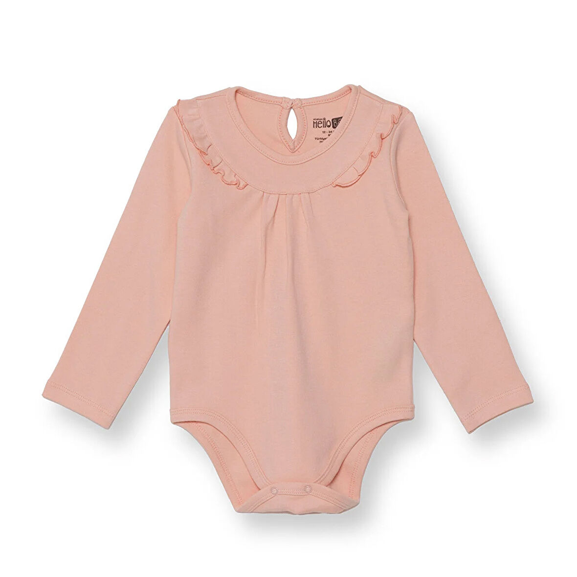 HelloBaby Kız Bebek Uzun Kol Body İnterlok Bisiklet Yaka Uzun Kol