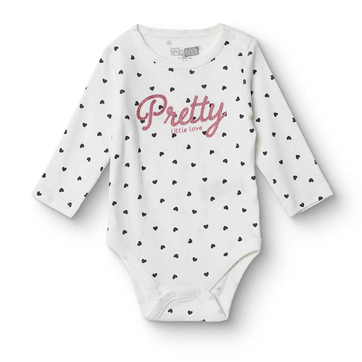 HelloBaby Kız Bebek Uzun Kol Body Ribana Zarf Yaka Uzun Kol