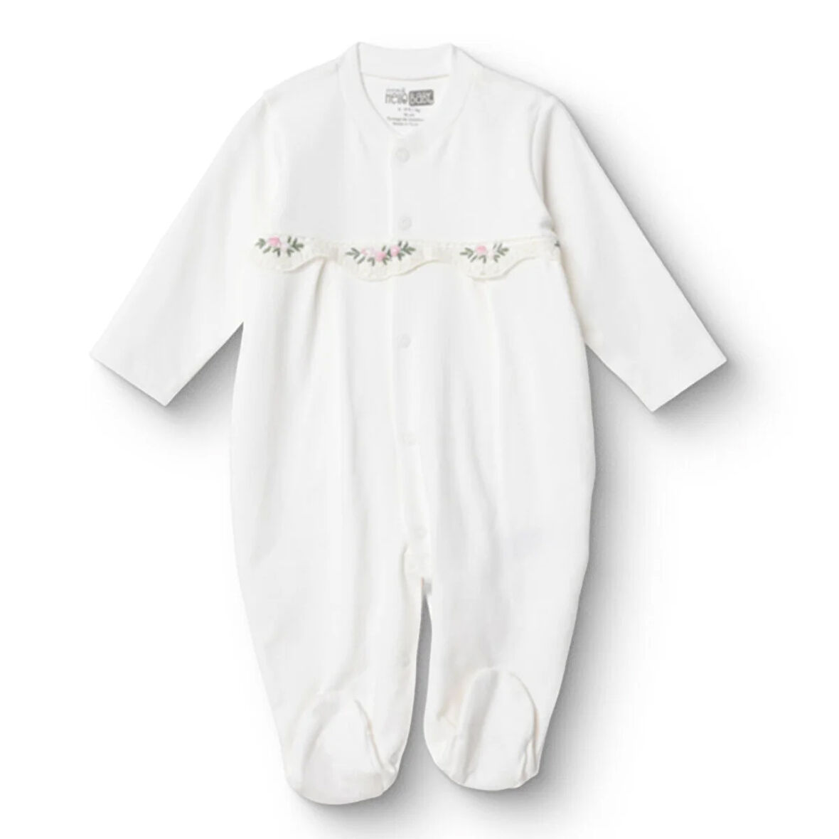 HelloBaby Kız Bebek Yenidoğan Patikli Tulum Çıtçıtlı İnterlok Bisiklet Yaka Uzun Kol