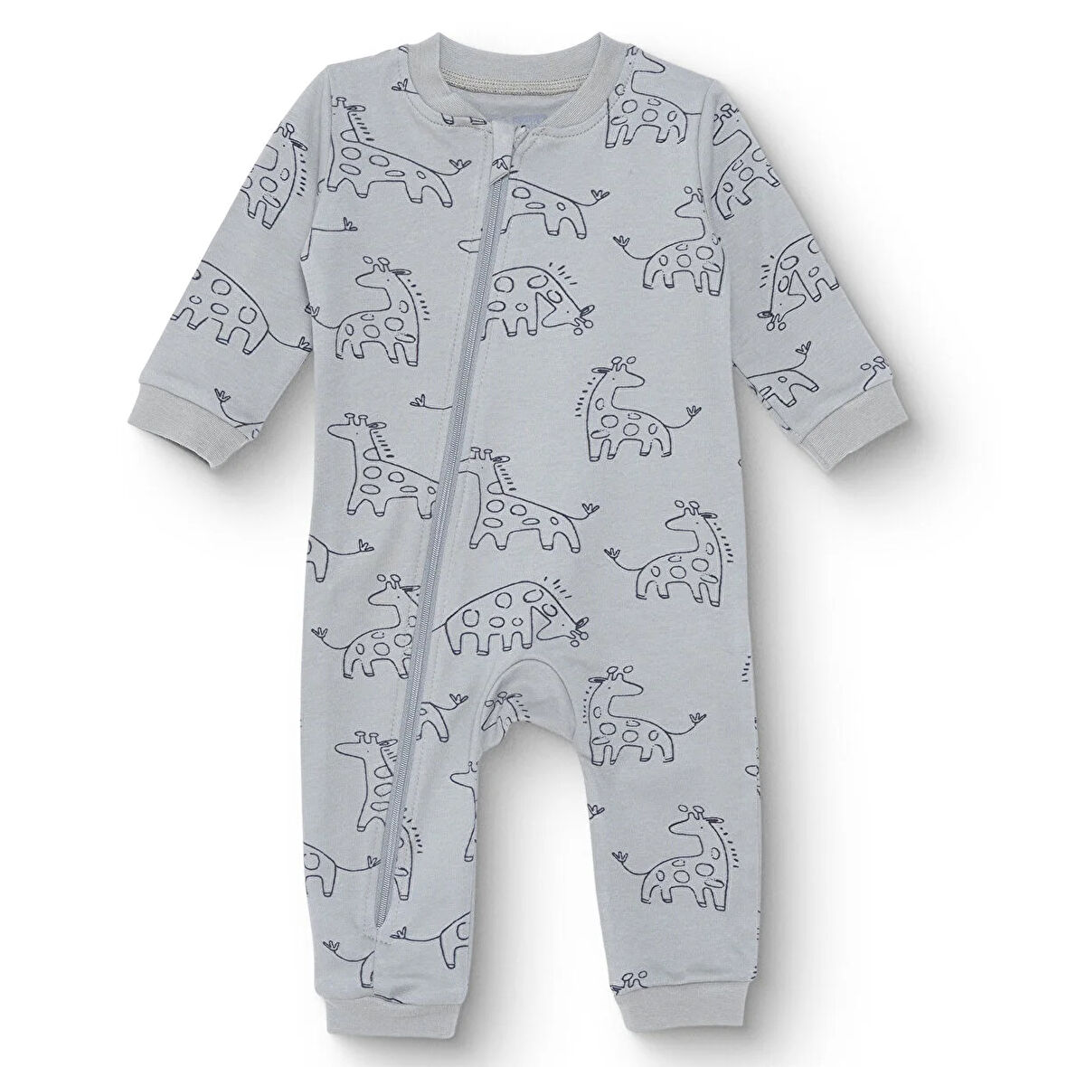 HelloBaby Erkek Bebek Patiksiz Tulum İnterlok Bisiklet Yaka Uzun Kol Ribanalı Paça