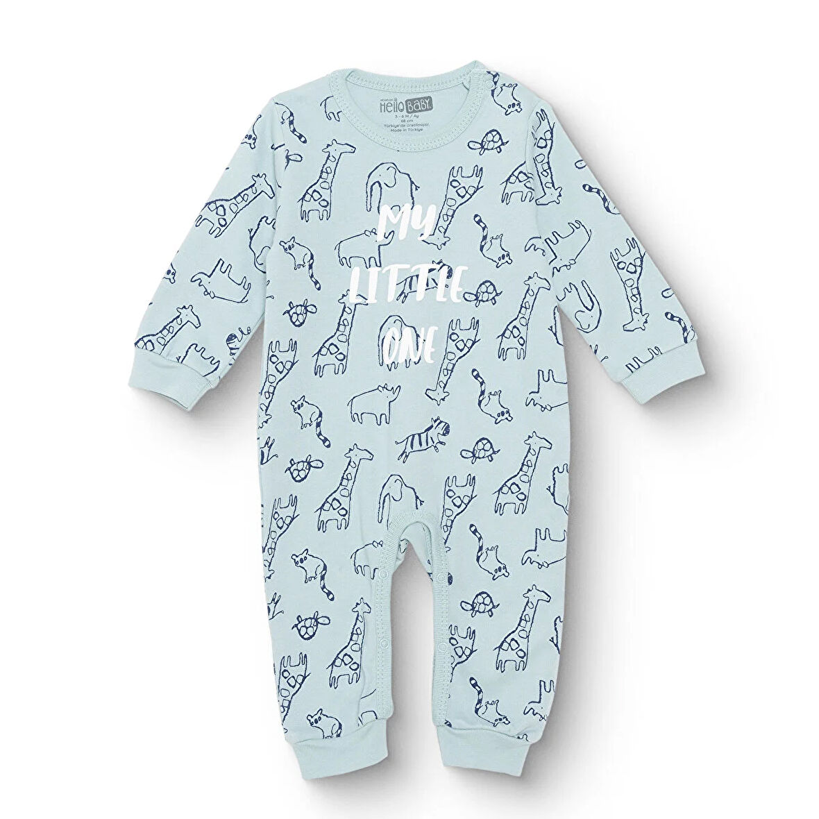 HelloBaby Erkek Bebek Patiksiz Tulum İnterlok Bisiklet Yaka Uzun Kol Ribanalı Paça