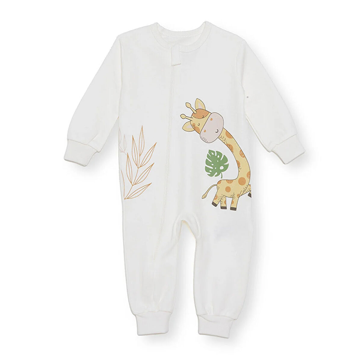HelloBaby Erkek Bebek Patiksiz Tulum İnterlok Bisiklet Yaka Uzun Kol Ribanalı Paça