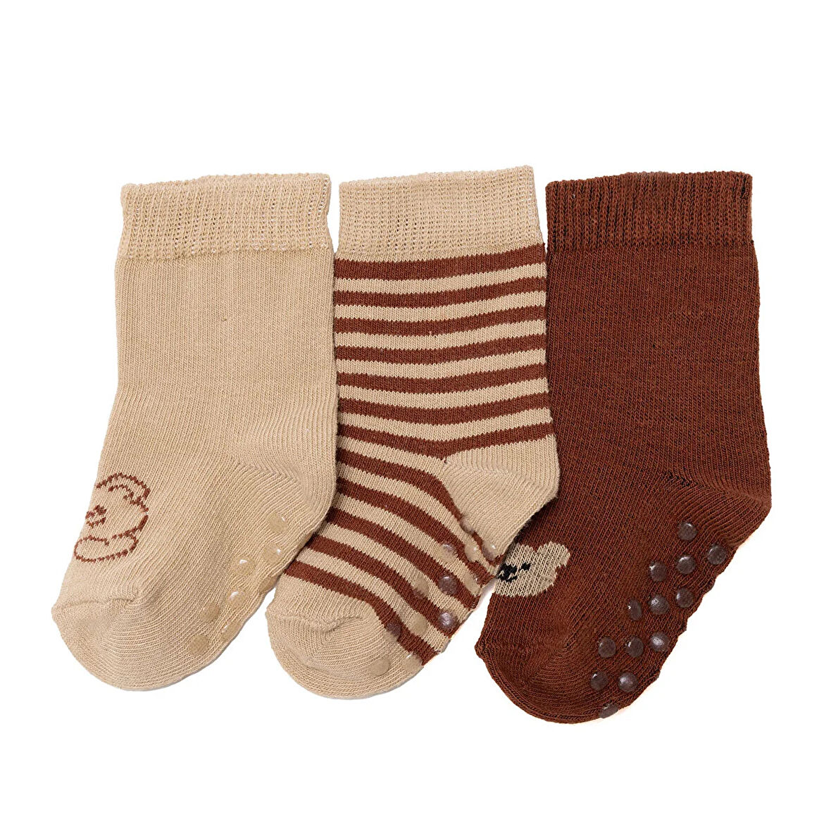 HelloBaby Erkek Bebek 3lü Kaydırmaz Çorap