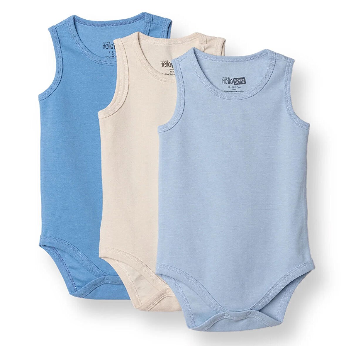 HelloBaby Erkek Bebek 3lü Atlet Body Ribana Bisiklet Yaka Atlet Kol