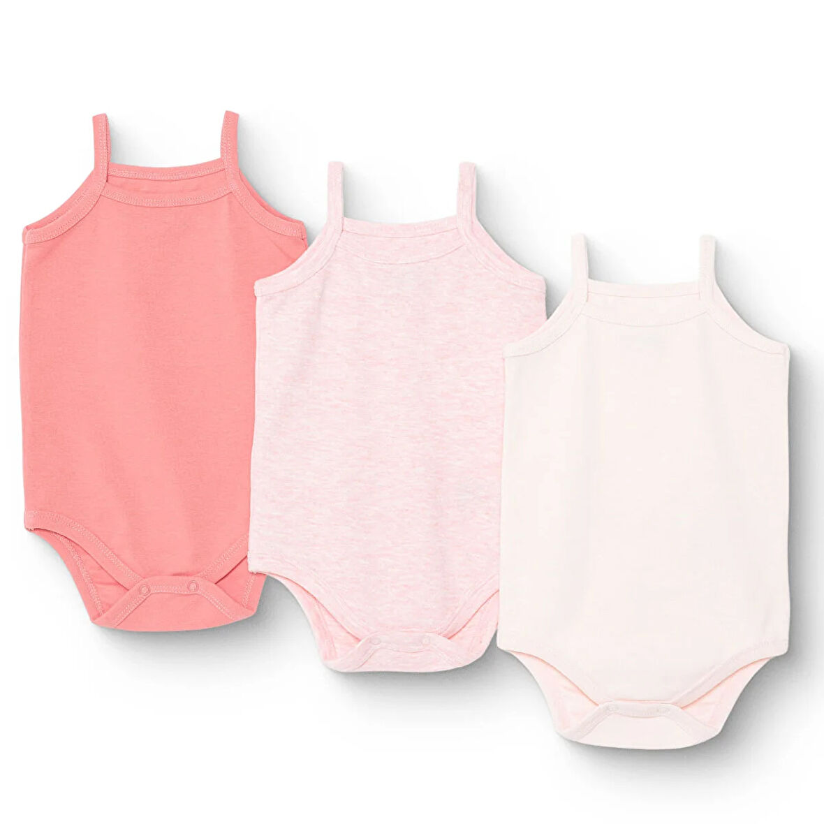 HelloBaby Kız Bebek 3lü Atlet Body Ribana Bisiklet Yaka İp Askılı