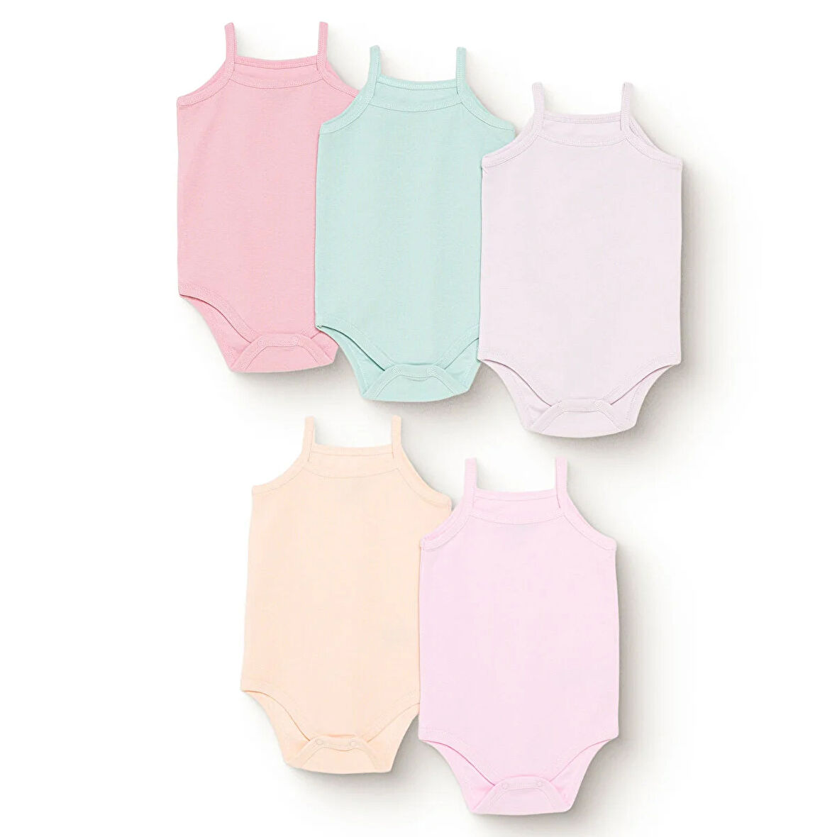 HelloBaby Kız Bebek 5li Atlet Body Ribana Bisiklet Yaka İp Askılı