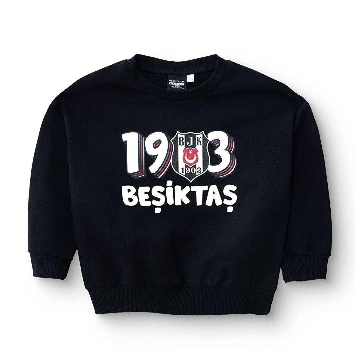 Beşiktaş Unisex Sweatshirt İki İplik Bisiklet Yaka Uzun Kol