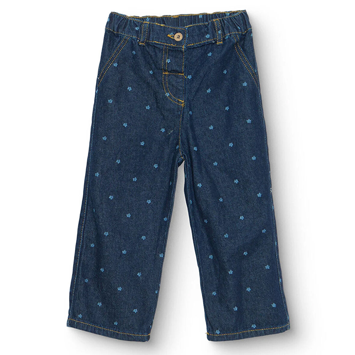 HelloBaby Kız Bebek Denim Pantolon Reçme Paça