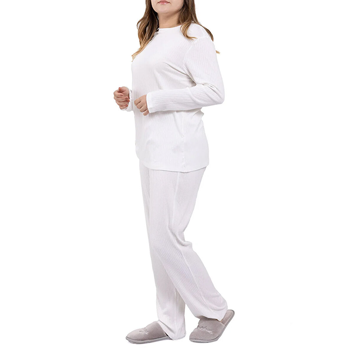 baby mom Anne Pijama Takımı Bisiklet Yaka Uzun Kol