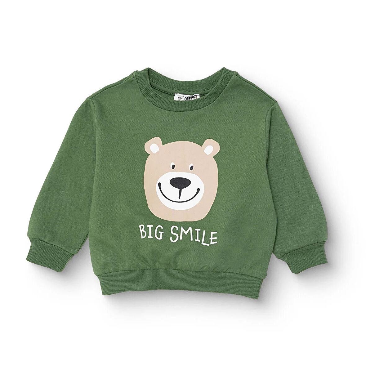 HelloBaby Erkek Bebek Sweatshirt Şardonlu İki İplik Bisiklet Yaka Uzun Kol