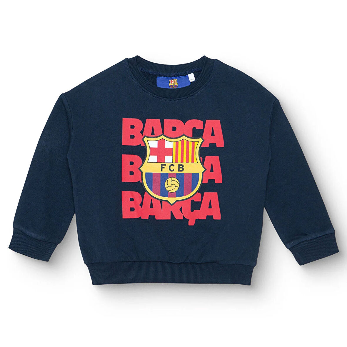 FC Barcelona Unisex Sweatshirt İki İplik Bisiklet Yaka Uzun Kol