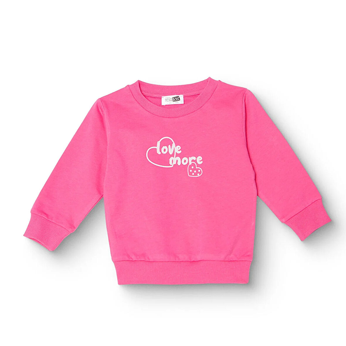 HelloBaby Kız Bebek Sweatshirt Şardonlu İki İplik Bisiklet Yaka Uzun Kol