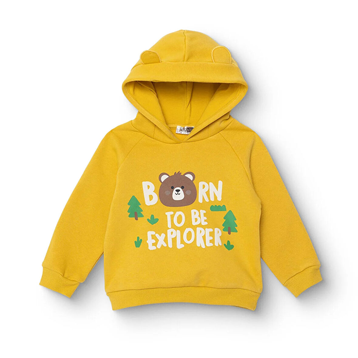 HelloBaby Erkek Bebek Woodland 2 Kapüşonlu Sweatshirt Üç İplik Kapüşonlu Yaka Uzun Kol