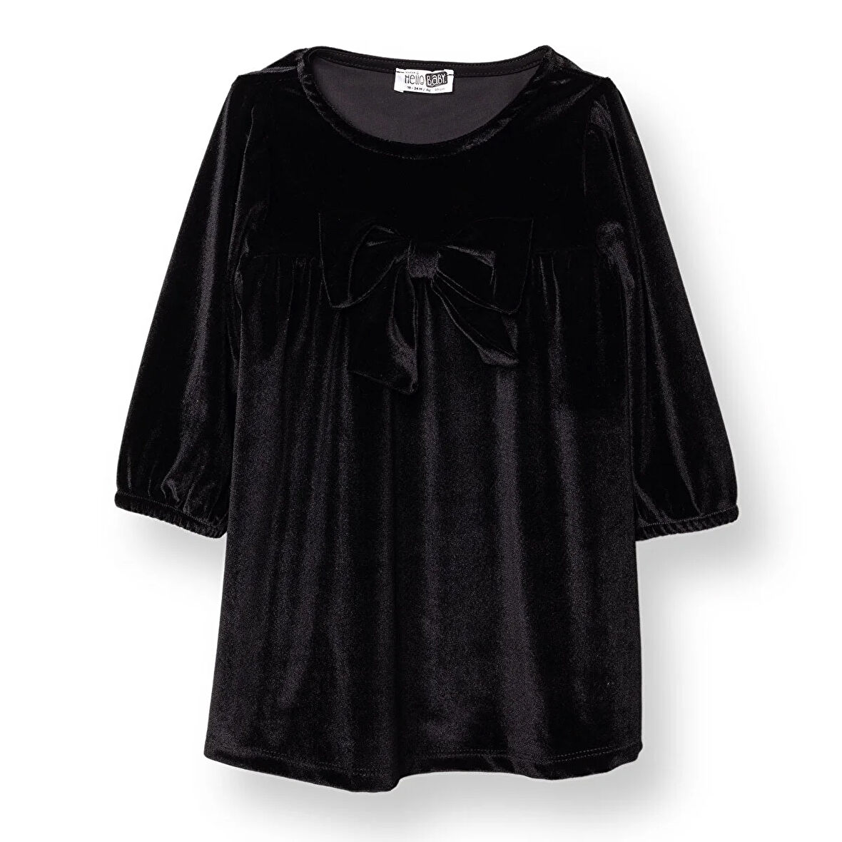 HelloBaby Kız Bebek Chic Elbise Kadife Bisiklet Yaka Kısa Kol