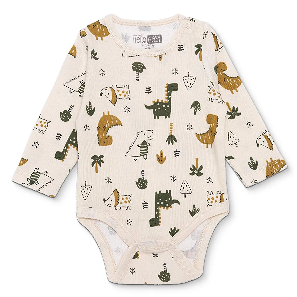 HelloBaby Erkek Bebek Uzun Kol Body Ribana Çıtçıtlı Yaka