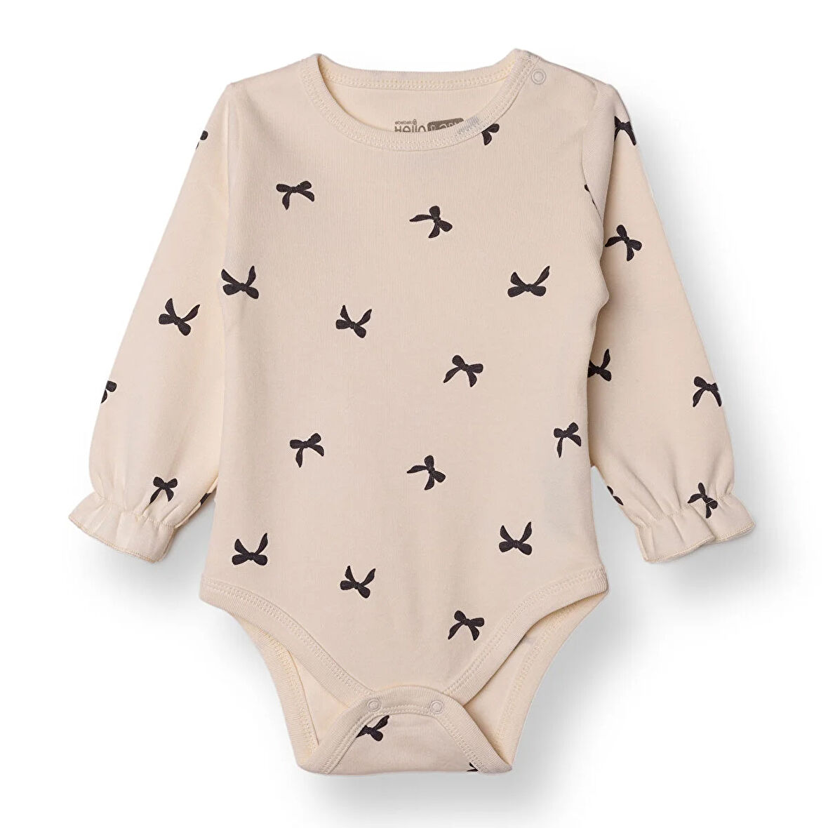 HelloBaby Kız Bebek Uzun Kol Body İnterlok Çıtçıtlı Yaka Uzun Kol