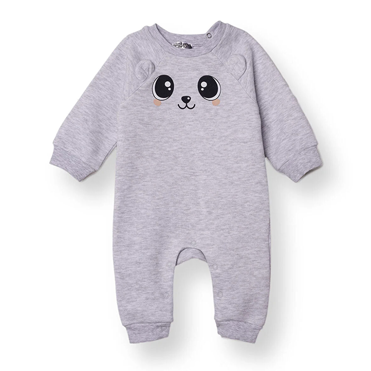 HelloBaby Kız Bebek Yenidoğan Patiksiz Tulum Şardonlu Üç İplik Bisiklet Yaka Uzun Kol Patiksiz Paça