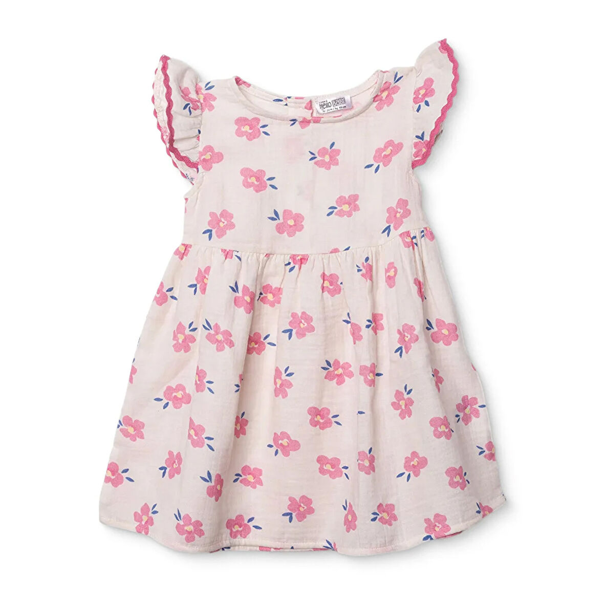 HelloBaby Kız Bebek Ditsy Flower Elbise Bisiklet Yaka Kısa Kol