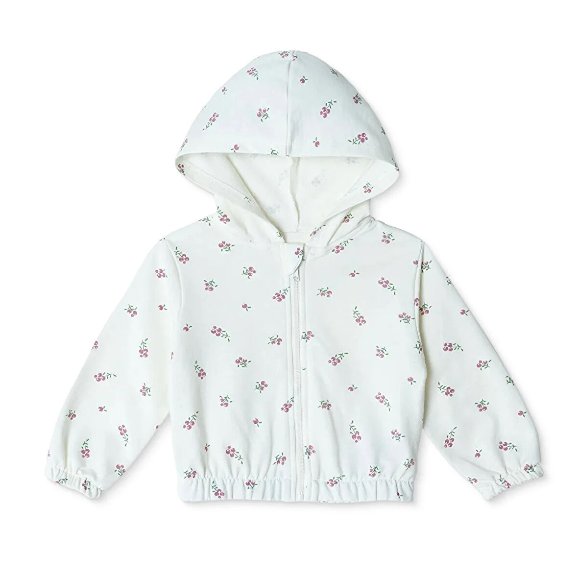 HelloBaby Kız Bebek Kapüşonlu Hırka İki İplik Kapüşonlu Yaka  Uzun Kol