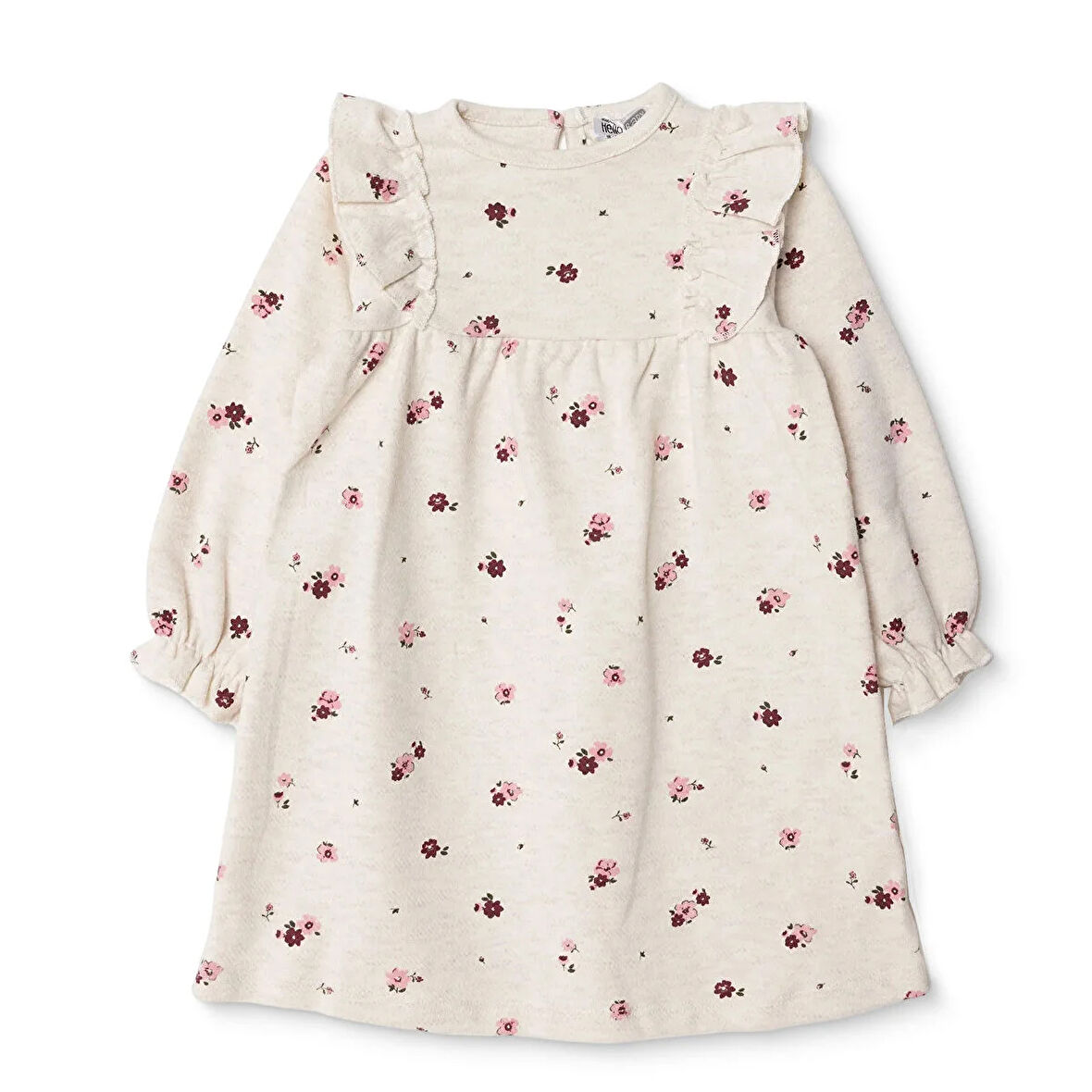 HelloBaby Kız Bebek Elbise Jakar Örme Bisiklet Yaka Uzun Kol